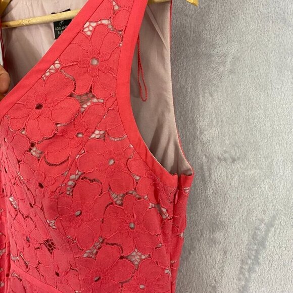 Adrianna Papell Midi Floral Lace Dress Sz‎ 12 Pink Sleeveless Sundress Sharkbite - Picture 6 of 15